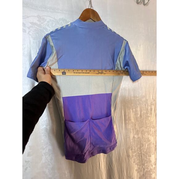 Descante Cycling Jersey Japan Blue Gray Purple Back Pockets - Picture 8 of 9